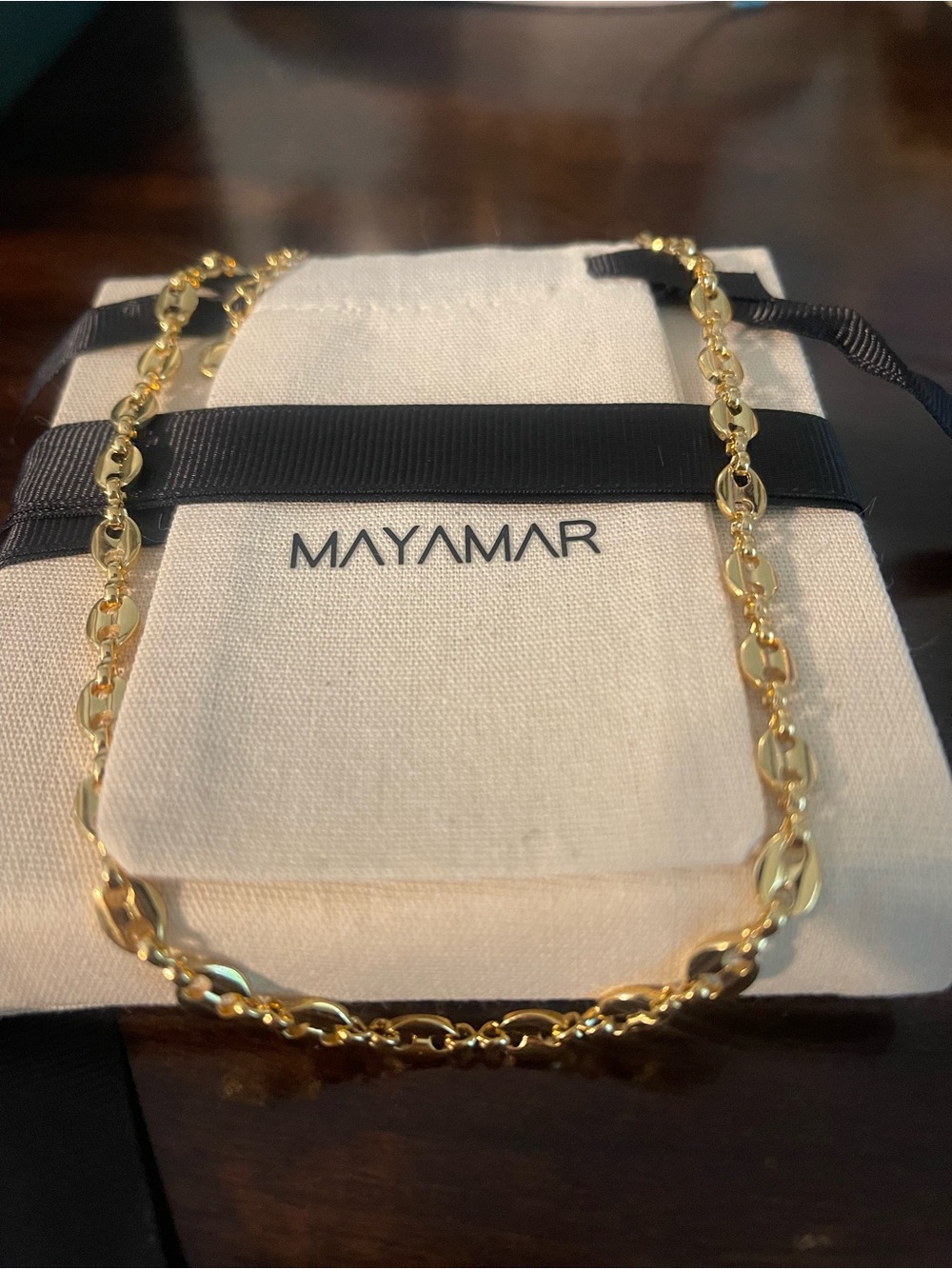 Mayamar puff mariner link chain, gold plated